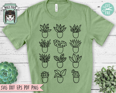 Plants SVG File, Plant Cut Files, Potted Plants Cut File, Plant Lover SVG, Gardening SVG, Garden SVG, Flower Pot SVG, Houseplant SVG File, Cactus SVG SVG Wild Pilot 