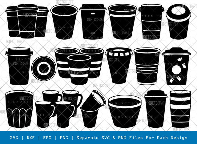 Plastic Cup Silhouette, Plastic Cup SVG, Plastic Party Cup Svg, Disposable Cup Svg, Plastic Cup Bundle, SB00818 SVG ETC Craft 