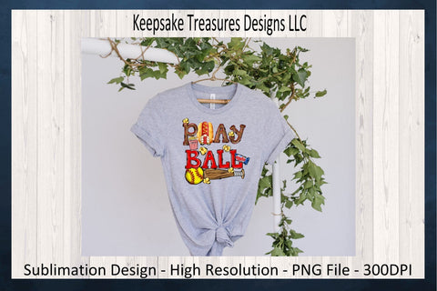 Play Ball Softball Gnome Hot Dog, Spring Sport Design, Hand Draw Doodle, Sublimation PNG, Digital Download Sublimation Keepsake Treasures Designs LLC. 