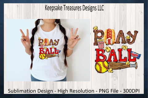Play Ball Softball Gnome Hot Dog, Spring Sport Design, Hand Draw Doodle, Sublimation PNG, Digital Download Sublimation Keepsake Treasures Designs LLC. 