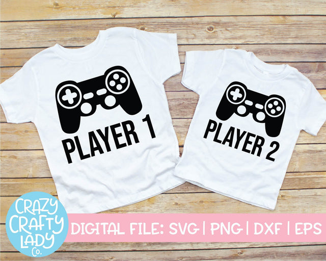 Player 1 & Player 2 | Family Video Game SVG Cut File SVG Crazy Crafty Lady Co. 