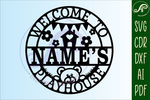 Playhouse Name sign svg laser cut template, door or wall SVG APInspireddesigns 