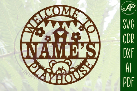 Playhouse Name sign svg laser cut template, door or wall SVG APInspireddesigns 