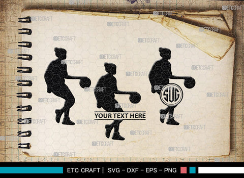 Playing Basketball Monogram, Playing Basketball Silhouette, Playing Basketball SVG, Basketball Player Silhouette Svg, Basketball Svg, SB00123 SVG ETC Craft 