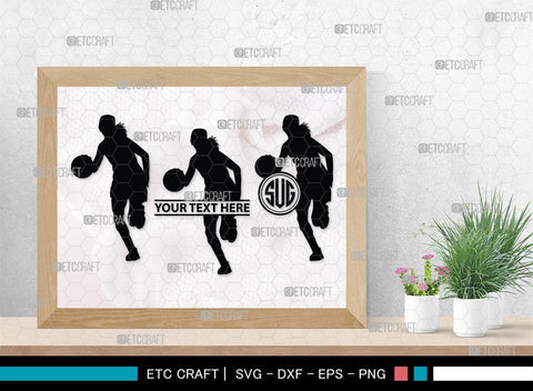 Playing Basketball Monogram, Playing Basketball Silhouette, Playing Basketball SVG, Basketball Player Silhouette Svg, Basketball Svg, SB00123 SVG ETC Craft 