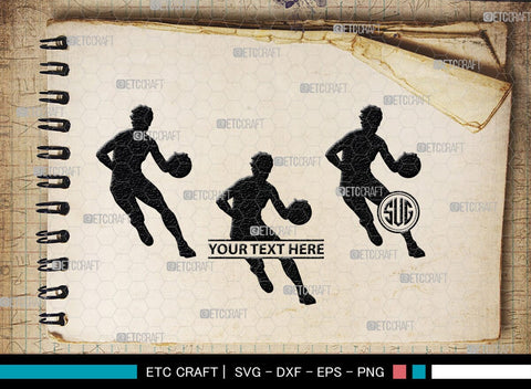 Playing Basketball Monogram, Playing Basketball Silhouette, Playing Basketball SVG, Basketball Player Silhouette Svg, Basketball Svg, SB00123 SVG ETC Craft 