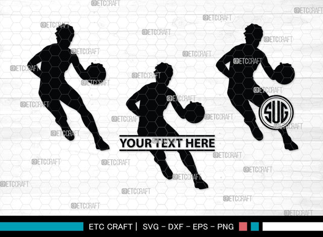 Playing Basketball Monogram, Playing Basketball Silhouette, Playing Basketball SVG, Basketball Player Silhouette Svg, Basketball Svg, SB00123 SVG ETC Craft 