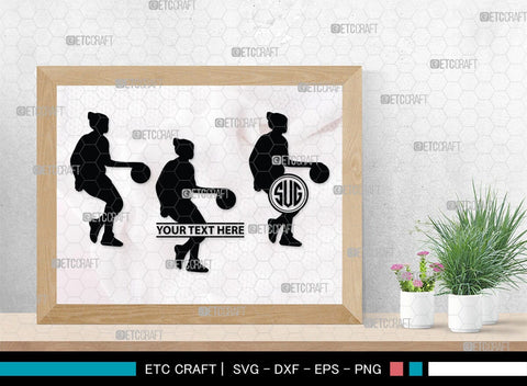 Playing Basketball Monogram, Playing Basketball Silhouette, Playing Basketball SVG, Basketball Player Silhouette Svg, Basketball Svg, SB00123 SVG ETC Craft 