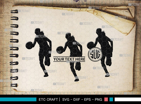 Playing Basketball Monogram, Playing Basketball Silhouette, Playing Basketball SVG, Basketball Player Silhouette Svg, Basketball Svg, SB00123 SVG ETC Craft 