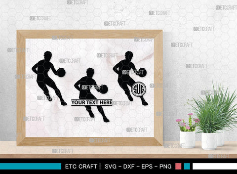 Playing Basketball Monogram, Playing Basketball Silhouette, Playing Basketball SVG, Basketball Player Silhouette Svg, Basketball Svg, SB00123 SVG ETC Craft 