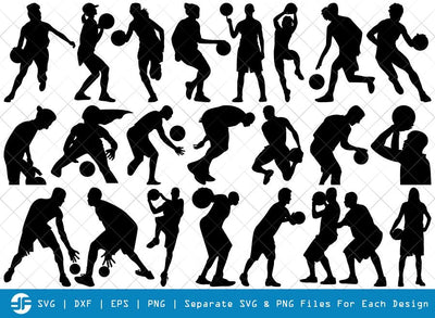 Playing Basketball SVG Cut Files | Sports Silhouette Bundle SVG ETC Craft 