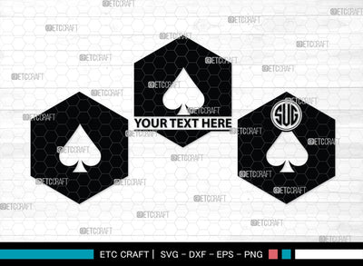 Playing Cards Monogram, Playing Cards Silhouette, Playing Cards SVG, Spades Svg, Ace Card Svg, Clubs Cards Svg, Playing Hearts Svg, Playing Cards Icon Bundle, SB00430 SVG ETC Craft 