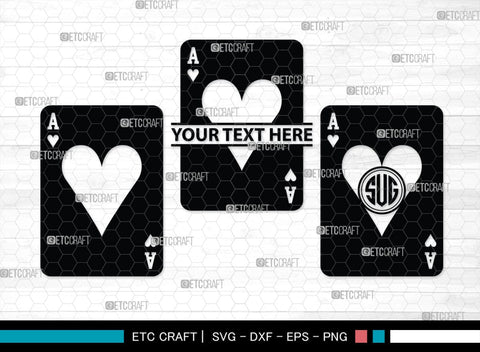 Playing Cards Monogram, Playing Cards Silhouette, Playing Cards SVG, Spades Svg, Ace Card Svg, Clubs Cards Svg, Playing Hearts Svg, SB00429 SVG ETC Craft 