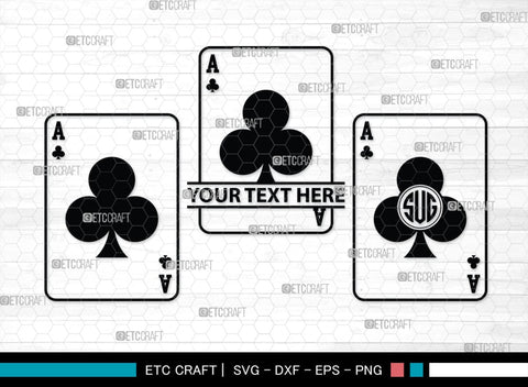 Playing Cards Monogram, Playing Cards Silhouette, Playing Cards SVG, Spades Svg, Ace Card Svg, Clubs Cards Svg, Playing Hearts Svg, SB00429 SVG ETC Craft 