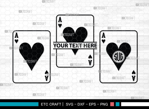 Playing Cards Monogram, Playing Cards Silhouette, Playing Cards SVG, Spades Svg, Ace Card Svg, Clubs Cards Svg, Playing Hearts Svg, SB00429 SVG ETC Craft 