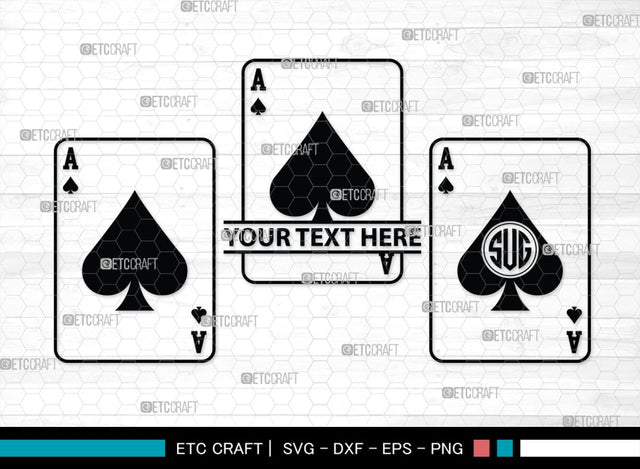 Playing Cards Monogram, Playing Cards Silhouette, Playing Cards SVG, Spades Svg, Ace Card Svg, Clubs Cards Svg, Playing Hearts Svg, SB00429 SVG ETC Craft 