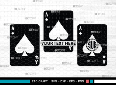 Playing Cards Monogram, Playing Cards Silhouette, Playing Cards SVG, Spades Svg, Ace Card Svg, Clubs Cards Svg, Playing Hearts Svg, SB00429 SVG ETC Craft 