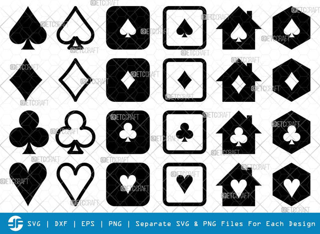 Playing Cards SVG Cut Files | Cards Silhouette | Spades Svg | Playing Card Icon SVG ETC Craft 