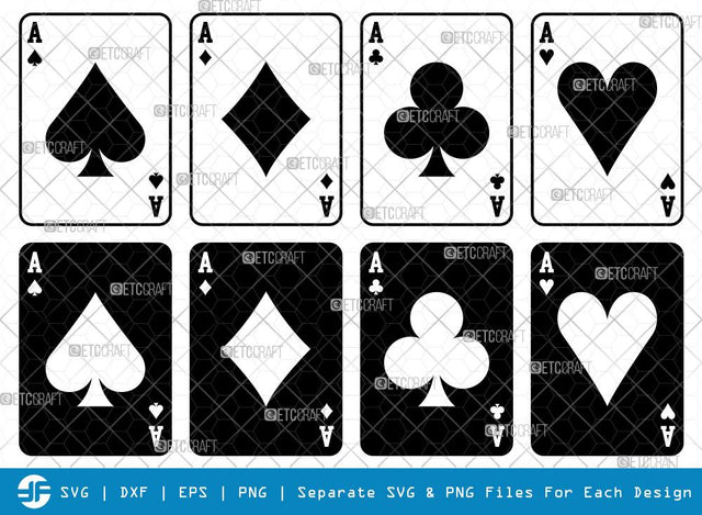 Playing Cards SVG Cut Files | Cards Silhouette | Spades Svg | Playing Cards Set SVG ETC Craft 