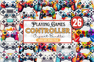 Playing Games Controller Clipart Bundle Sublimation Regulrcrative 