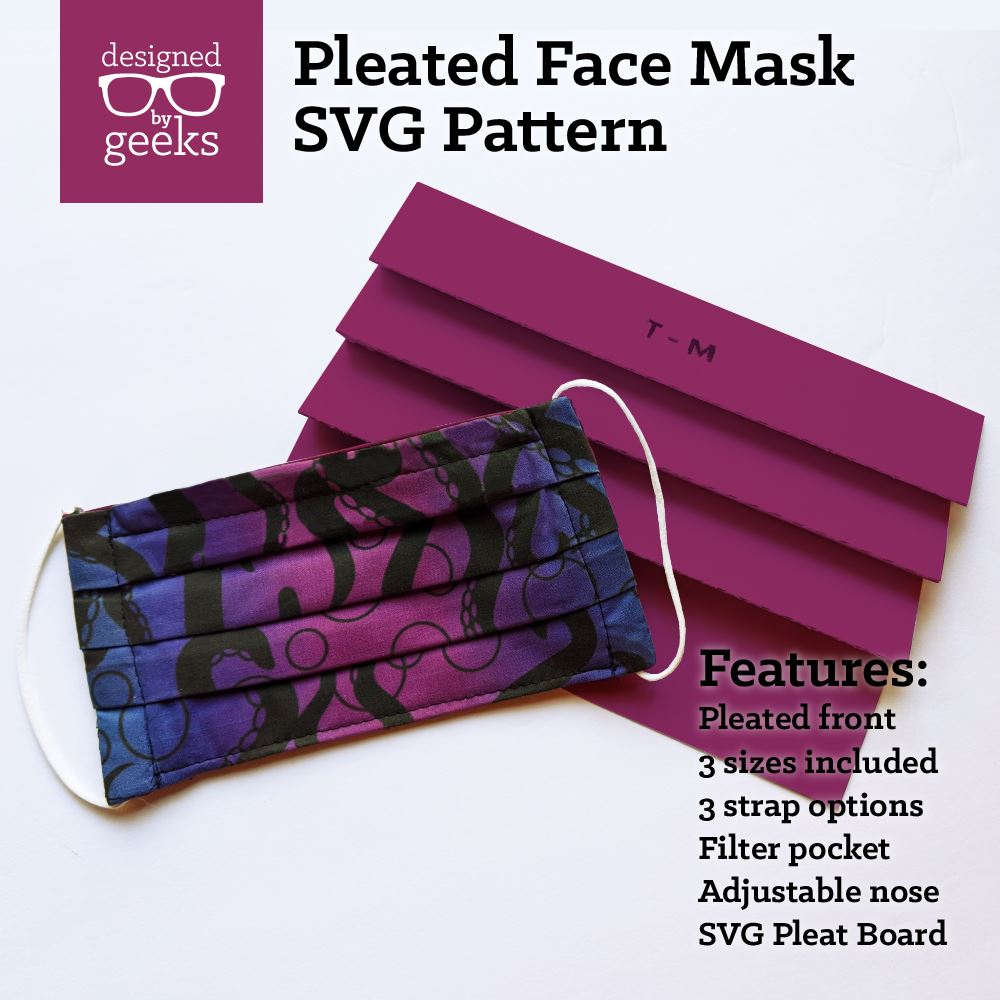 Pleated Face Mask SVG Sewing Pattern with Pleat Board - So Fontsy