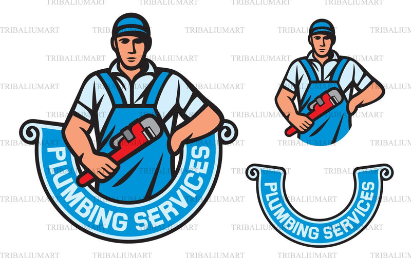 Plumber holding a wrench - plumbing services SVG TribaliumArtSF 