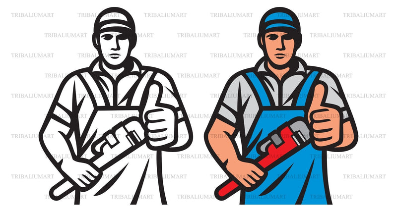 Plumber holding a wrench SVG TribaliumArtSF 