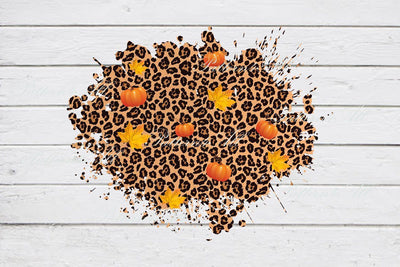 PNG Autumn Design, Fall leaf, pumpkin, Cheetah Sploches Sublimation Design, Leopard print,Distressed Leopard Print Sublimation Patches PNG Sublimation ArtStudio 