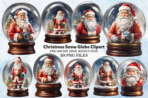 PNG Christmas Snow Globe Clipart Set Sublimation Rupkotha 