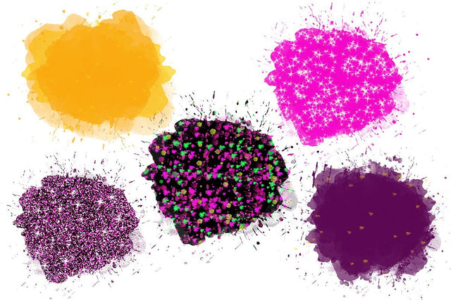 PNG Colored Watercolor Splashes, Splotches Clipart,Paint Drip, Hand Painted Blobs, Watercolor Shapes Graphics, Splashes,Instant Download Sublimation ArtStudio 