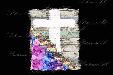 PNG Cross and distressed Animal Print Sublimation Splatters,Turquoise with Spring Floral background png, Distressed grunge,Backsplash Sublimation ArtStudio 