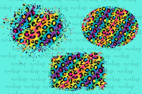PNG Distressed Leopard Print Rainbow Sublimation Patches,Splash Design, Digital Paper,Leopard print Bundle,Sublimation Patches PNG Sublimation ArtStudio 
