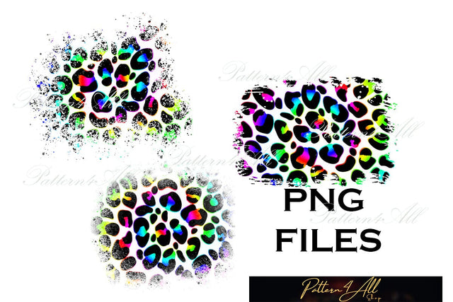 PNG Distressed Leopard Print,Rainbow Sublimation Patches,Splash PNG,Neon Leopard print Bundle,Sublimation Patches,Leopard Sublimation Design Digital Pattern ArtStudio 