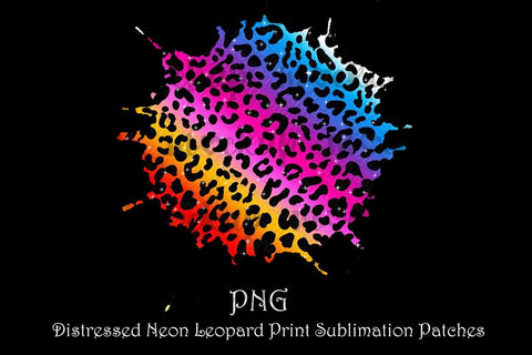 PNG Distressed Neon Leopard Print Sublimation Patches, Colorful Leopard Print, Patches Design, Bleached Effect, Sublimation,Instant Download Sublimation ArtStudio 