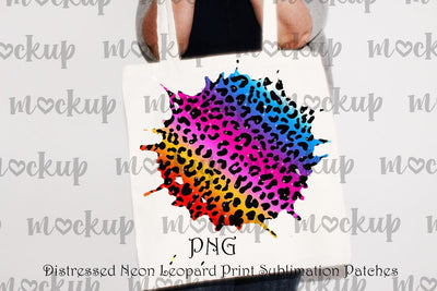PNG Distressed Neon Leopard Print Sublimation Patches, Colorful Leopard Print, Patches Design, Bleached Effect, Sublimation,Instant Download Sublimation ArtStudio 