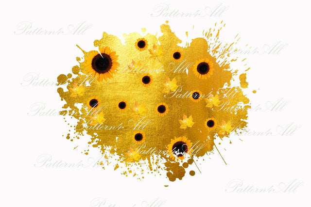 PNG Fall Design for Sublimation, Metalic gold, Sunflowers, Fall leaf, Sploches Sublimation Design,Autumn Distressed Sublimation Patches PNG 3D Paper ArtStudio 