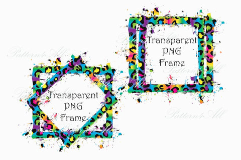 PNG Frame, Neon Leopard Print Sublimation Patches PNG,Instant Download,Splash Sublimation Design, Digital Paper, Sublimation Patches PNG 3D Paper ArtStudio 