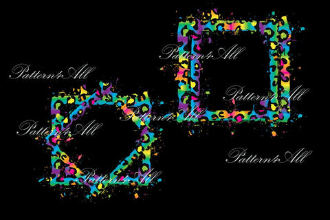 PNG Frame, Neon Leopard Print Sublimation Patches PNG,Instant Download,Splash Sublimation Design, Digital Paper, Sublimation Patches PNG 3D Paper ArtStudio 