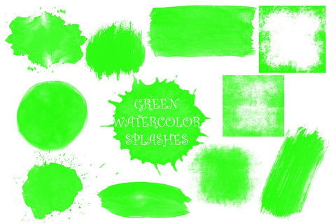 PNG Green Watercolor Splashes, Splotches Clipart,Paint Drip, Hand Painted Blobs, Watercolor Shapes Graphics, Splashes,Instant Download Sublimation ArtStudio 