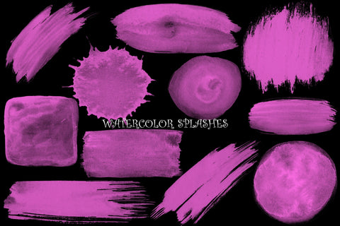 PNG Pink Watercolor Splashes, Splotches Clipart,Paint Drip, Hand Painted Blobs, Watercolor Shapes Graphics, Splashes,Instant Download Sublimation ArtStudio 