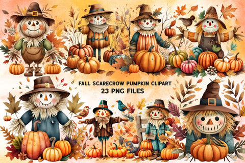 PNG Watercolor Fall Scarecrow Pumpkin Sublimation Rupkotha 