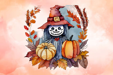 PNG Watercolor Fall Scarecrow Pumpkin Sublimation Rupkotha 