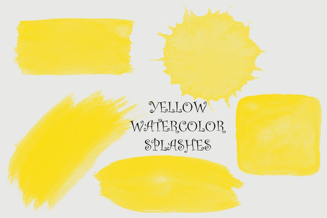 PNG Yellow Watercolor Splashes, Splotches Clipart,Paint Drip, Hand Painted Blobs, Watercolor Shapes Graphics, Splashes,Instant Download Sublimation ArtStudio 