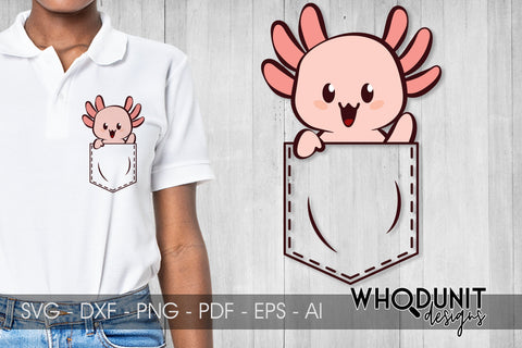 Pocket Axolotl SVG| Axolotl Cut File | Breast Pocket SVG Whodunit Designs 