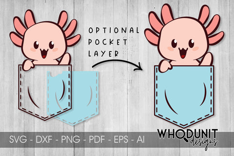 Pocket Axolotl SVG| Axolotl Cut File | Breast Pocket SVG Whodunit Designs 