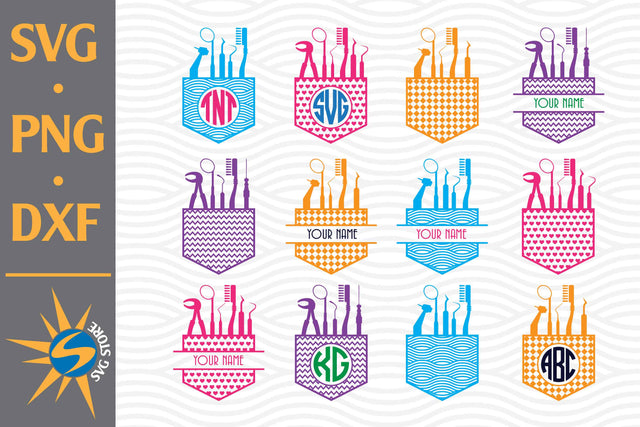 Pocket Dentist Monogram SVG, PNG, DXF Digital Files Include SVG SVGStoreShop 