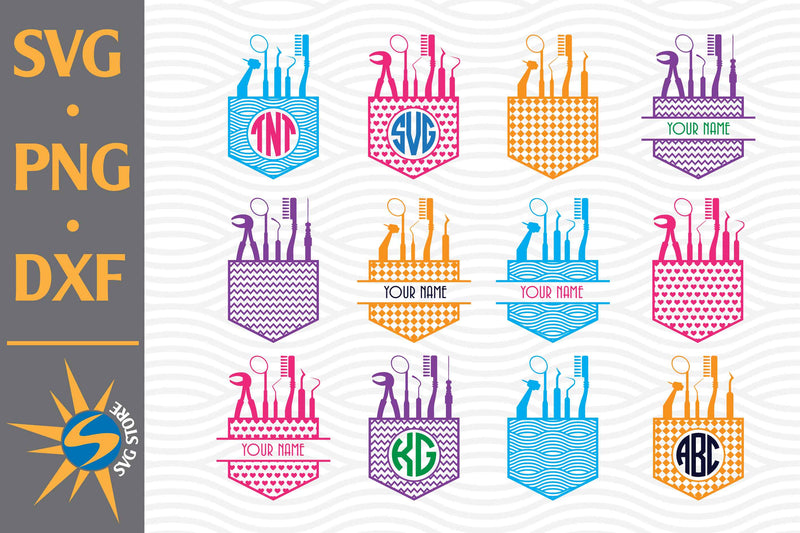 Pocket Dentist Monogram SVG, PNG, DXF Digital Files Include So Fontsy