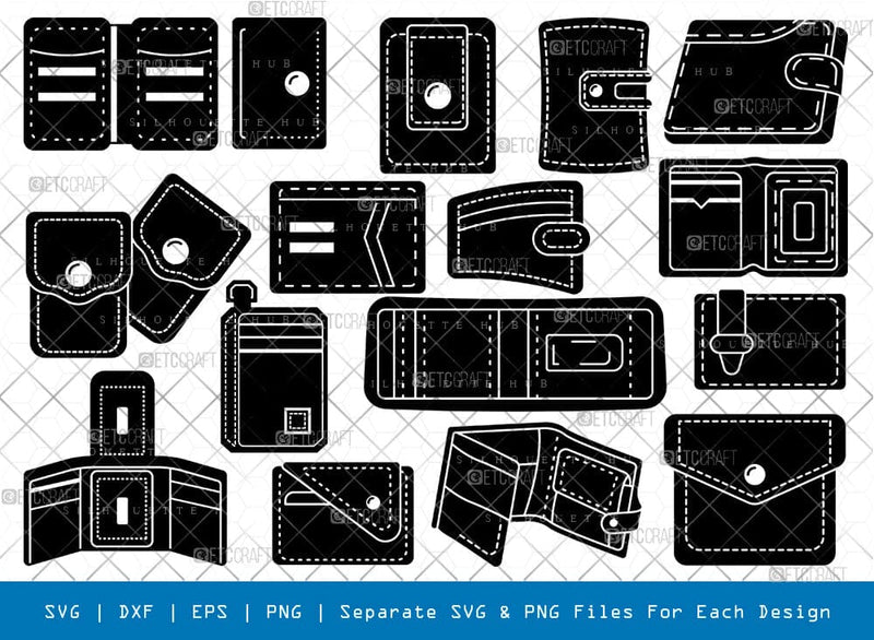 Pocket Wallet Silhouette, Pocket Wallet SVG, Male Wallet Svg, Pocket Leather Wallet Svg, Money Bag Svg, Pocket Wallet Bundle, SB00916 SVG ETC Craft 