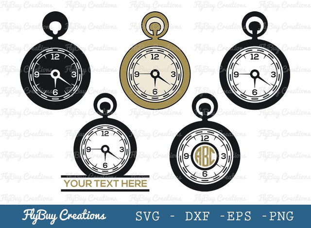Pocket Watch Svg Cut File| Watch | Timer | Clock | Stop Watch | Alarm Clock | Circle Monogram | Split Monogram SVG ETC Craft 