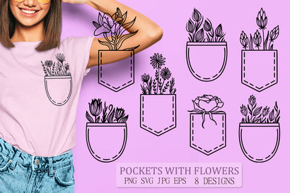 Pocket with Flowers SVG Bundle | Cute Floral T-shirt Designs SVG Pfiffen's World 